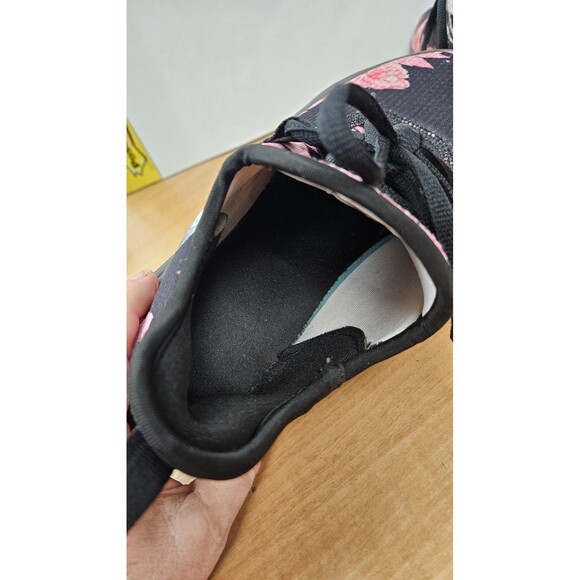 Skull Rose Shoes Womens Size 9 Black Pink Graphic Chunky Sole Goth Sneakers - Picture 5 of 7